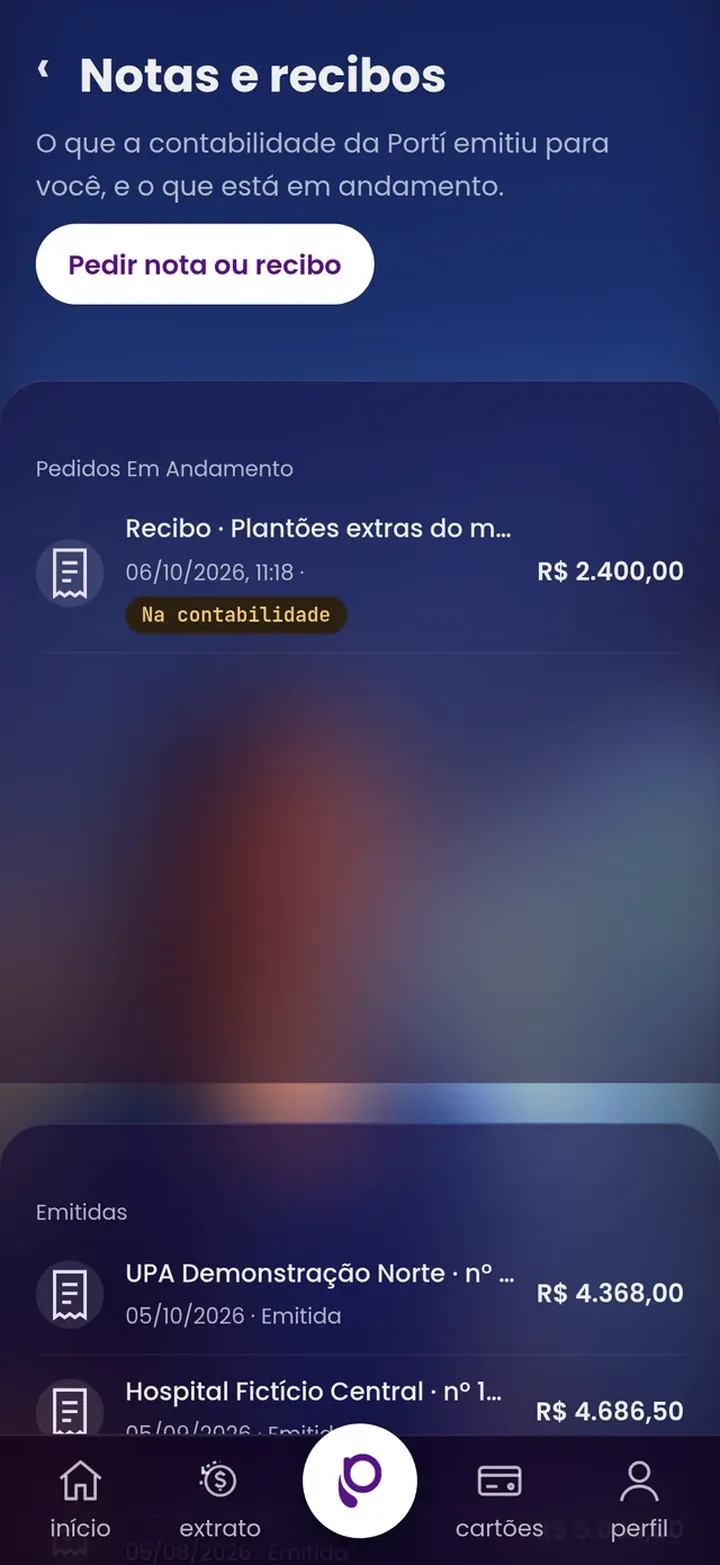 Notas e recibos no Portí Pay