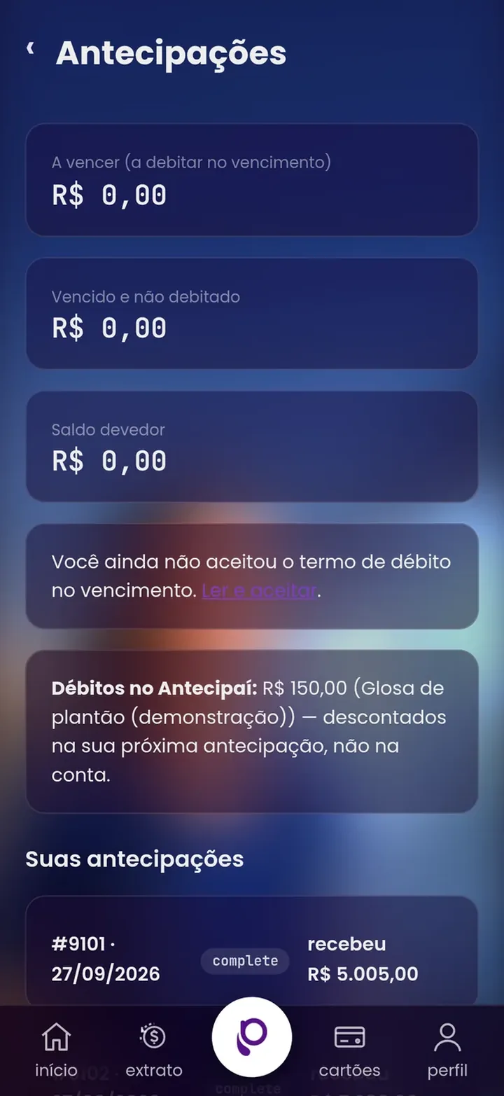 Antecipações no celular