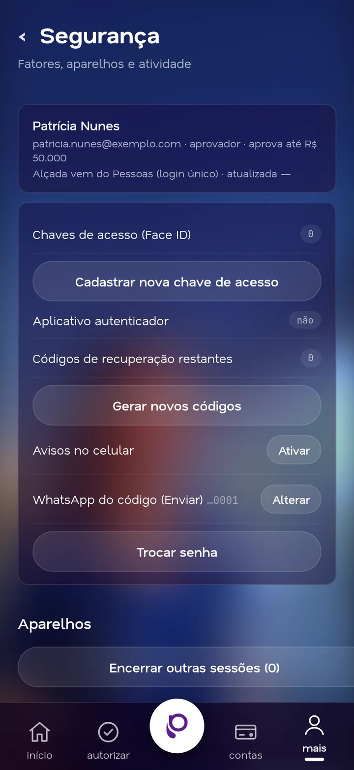 Tela de segurança do SIGAF