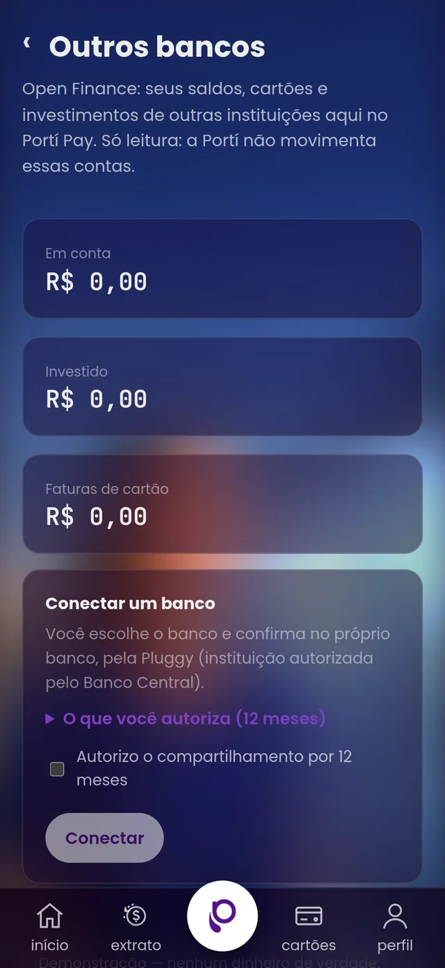 Outros bancos (Open Finance) no Portí Pay